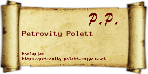 Petrovity Polett névjegykártya